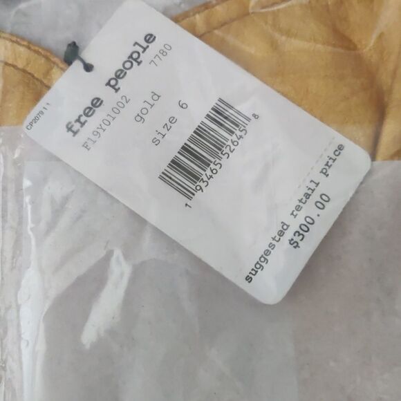 NEW FREE PEOPLE GOLDIE LEATHER MINI DRESS Gold - Picture 9 of 13